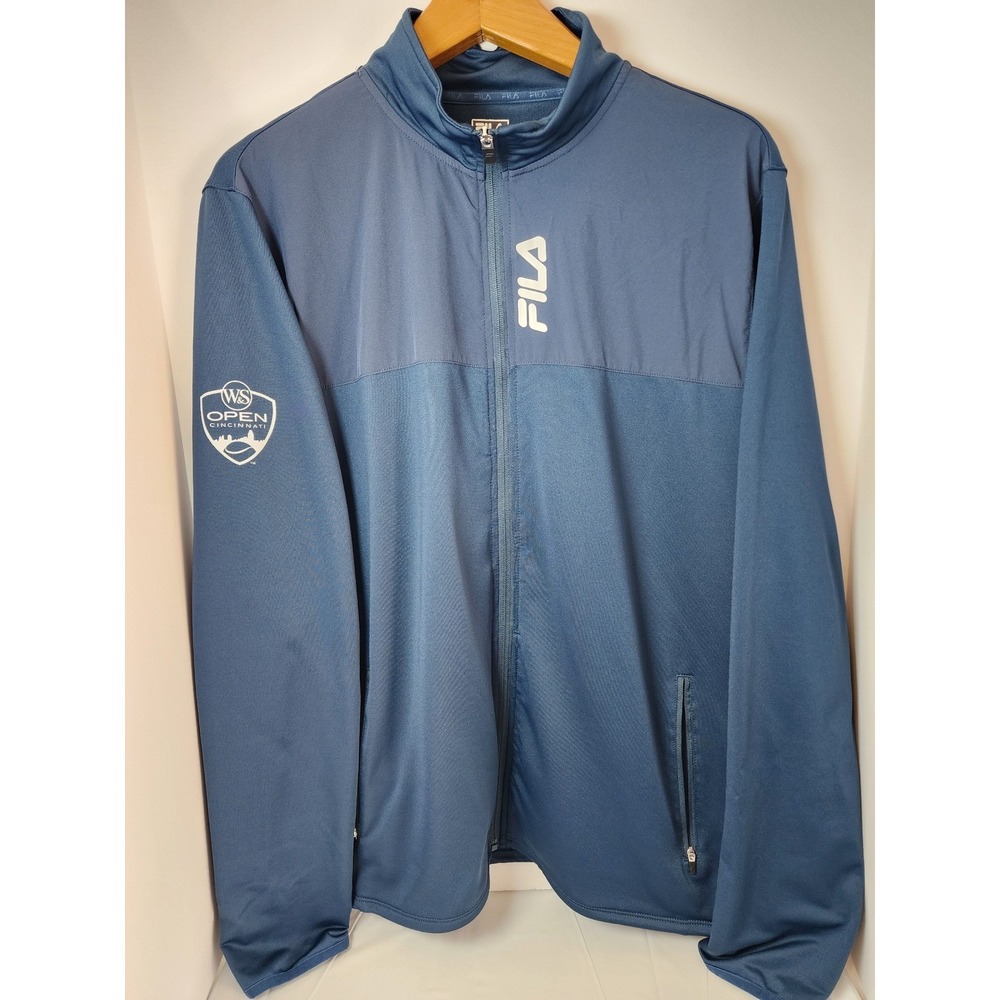 Fila W&S Open Cincinnati Tennis Full Zip Jacket Mens XL Blue Performance Track